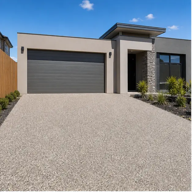 Exposed aggregate concrete driveway