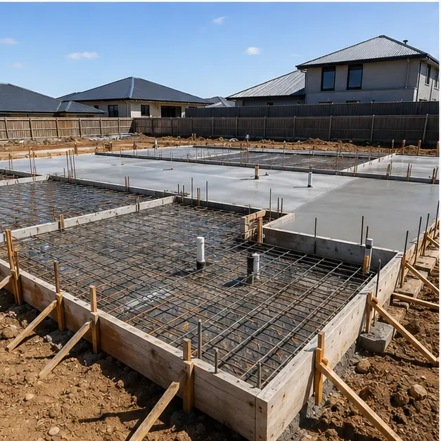 Residential concrete slab foundation